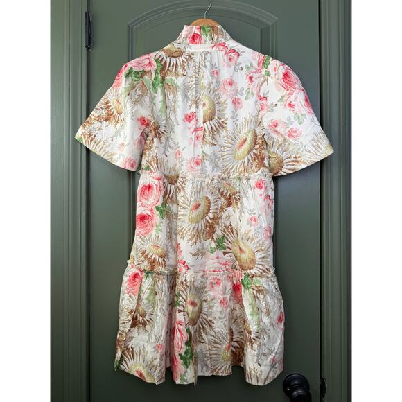 NWT Tuckernuck Sun Faded Floral Crawford Mini Flutter Sleeve Dress Cream XXS - Picture 5 of 8